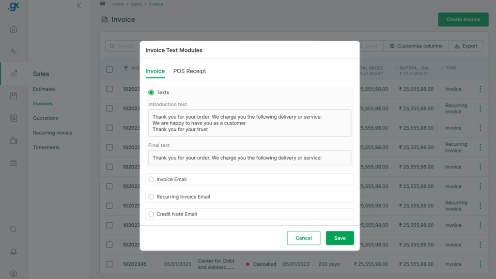 How to Customize Invoice Settings: