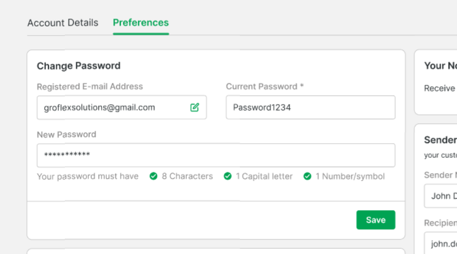 How to change your grofleX password