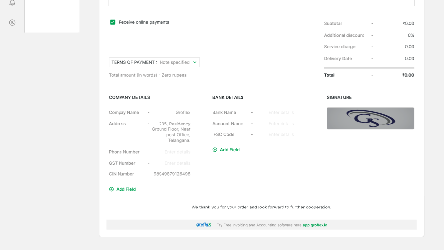 HOW TO ADD SIGNATURE TO AN INVOICE