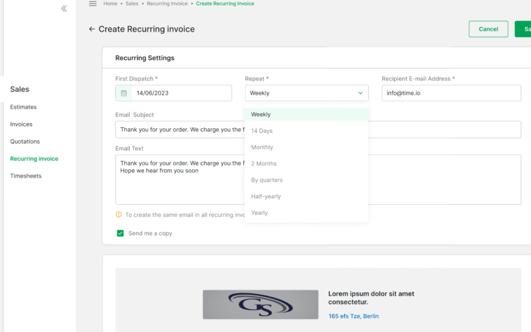 HOW TO SET RECURRING INVOICE SETTINGS